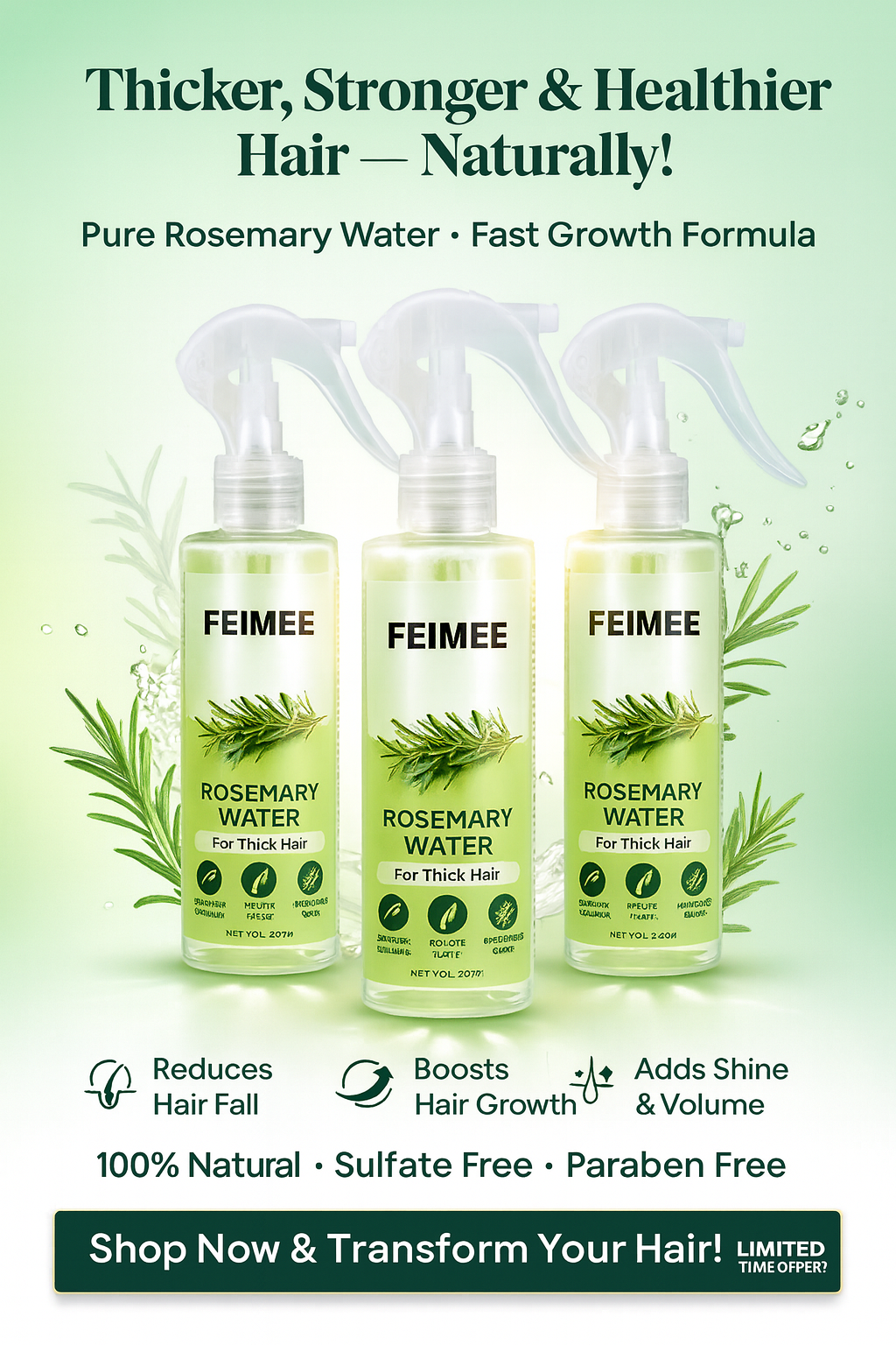 Rosemary Water, Hair Spray For Regrowth Buy 1 Get 2 Free